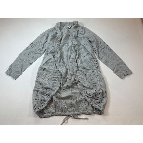 Sundance Womens Light Gray Eyelet Embroidered Open Cardigan Small (bin D197) - Picture 2 of 9